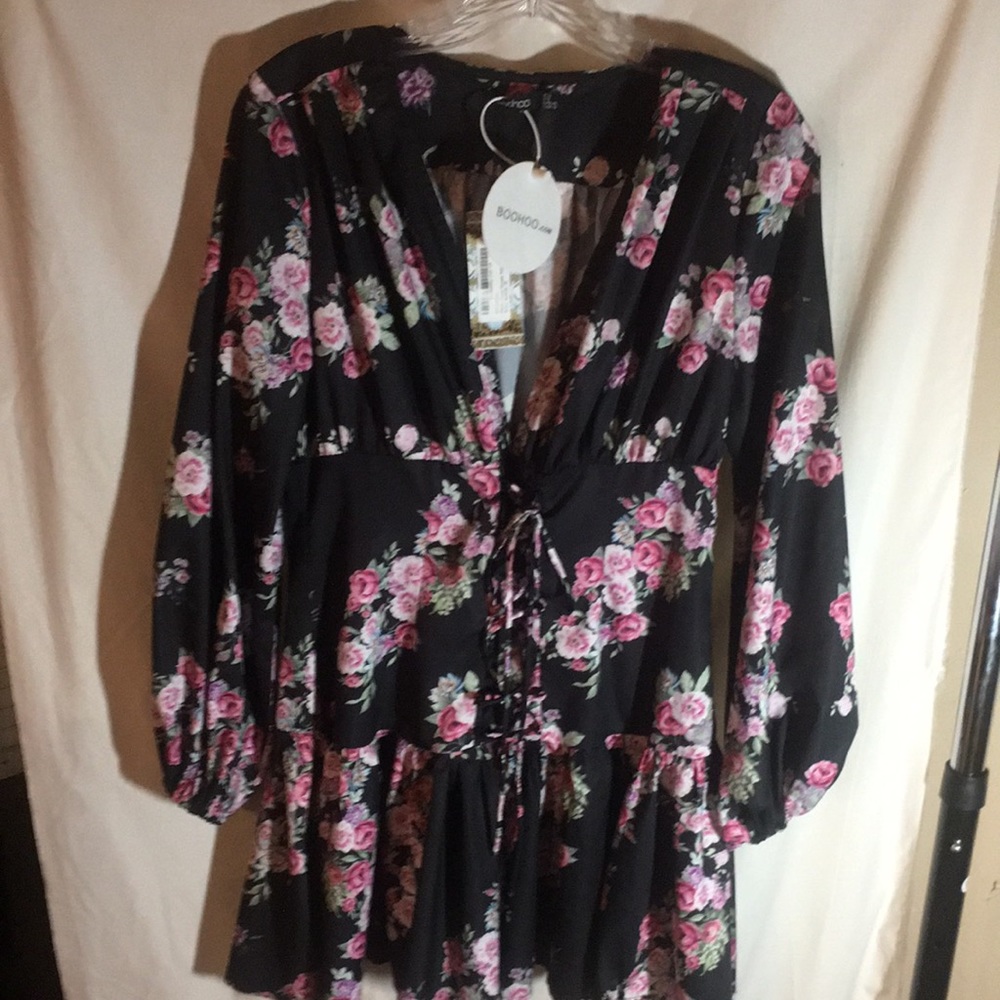 Rose and black shirt with corset detailing